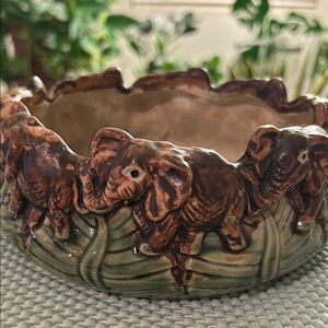 Vintage Fishermen’s Fortune Pottery Elephant Bowl Planter